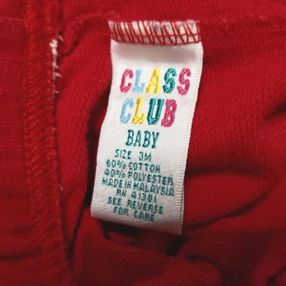 Vintage Class Club Baby Boys 3 Months Top & Bottoms Outfit Red - Picture 5 of 5